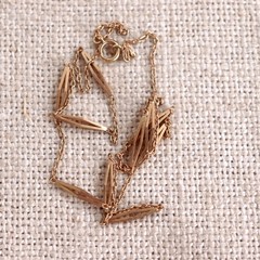 Estate 18k Gold Necklace Station Link Vintage Modernist 15.5″ 1970s 3.56g K18