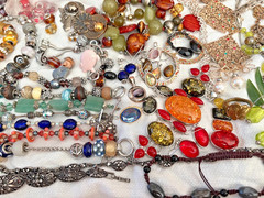 Artisan Estate Jewerly VTG/Now Glam Art Glass Woven Big Statement Boho
