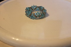 Teen’s Stretchable Bracelet with Blue & Clear Plastic Rhinestones 8″ Diameter,
