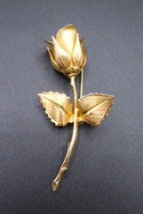 Vintage Antique Gold Tone Rose Flower Brooch Pin
