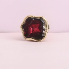 Antique Victorian Rock Crystal Red Foil Shield Gold Pate Fob Charm Pendant