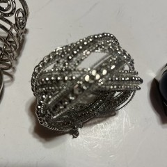 VTG Lot Of 4 Silver Tone Assorted Statement Cuff Bracelets