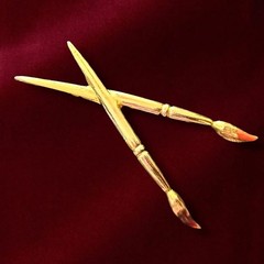Figural Paint Brush Brooch Gold Tone Artist Pin Mid Century Vintage
