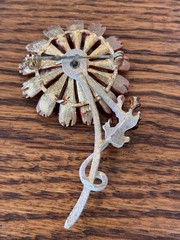 Vintage Retro Enamel Daisy Flower Brooch, 3.5 Inches Long Lapel Pin A. Pepper