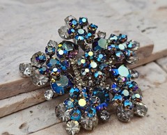 Vintage Verified Juliana BROOCH D & E Snowflake AB Rhinestone BOOK PIECE #1174