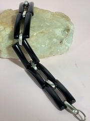 Mid Century Modern Sterling Silver And Black Lucite Bracelet MR M 925 19.5cm