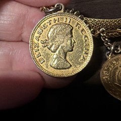 Vintage Cuff Bracelet Faux Coins Mesh Bracelet Elizabeth II Regina 2 1/4”