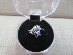 14K Solid White Gold Tanzanite Diamond Ring Size 6 – 1.71 G