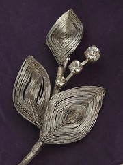 Vintage Sterling Silver Wire Wrapped Floral Flower Brooch Pin 2.5 In. Brooch