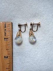 Vtg. Opalite Gold Filled Earrings 1/20th 12K GF Signed Great Condition
