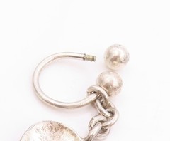 925 Sterling Silver Vintage Keychain Solid Good Luck Leaf Clover Design TR4016