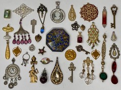 Lot Vtg & Modern Victorian Art Deco Style Pendants Findings Jewelry Craft A2