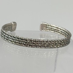 Vintage Bohemian Sterling Silver 925 Italy Woven Open Cuff Bracelet 7” 13.2g