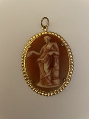 Pink And White Cameo Portrait Roman Greek Woman Standing Cameo Pendant
