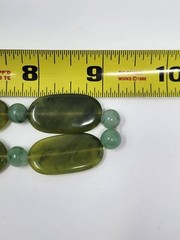 Vintage Green Lucite Faux Jade 18″ Necklace and Elastic Bracelet Set Lightweight