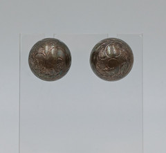 VTG 925 Dome Stud Earrings 0.5in Sterling Silver 3.85g Etched Swirl Estate READ