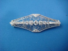 ANTIQUE ART-DECO DIAMOND FILIGREE BROOCH-PENDANT CIRCA 1920S 45MM OR 1.7 INCH