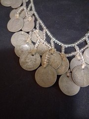 Coins From Around The World Necklace 1930s-60s Clear Beads String Custom Made