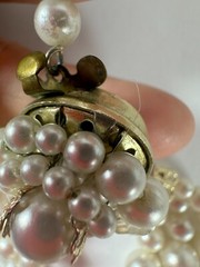 Vintage Necklace Japan Simulated Bead Glass White Box Clasp`16inches