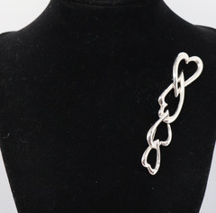 Vintage Monet Silver Tone 4 Interlocking Hearts Brooch 3.5 Inches Long