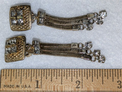 VINTAGE HOBE CLIP STYLE DANGLE MULTI STRAND RHINESTONE EARRINGS