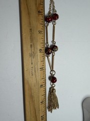 Vintage Sarah Coventry 1974 “Venetian Treasure” Gold Y Style with Red Glass Bead