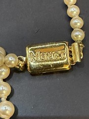 Vintage Monet Gold Tone Faux Pearl Necklace Graduated Beads 18”