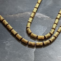 Vintage 1960s Modernist Gold Tone Cylinder Bead Layering Necklace 24 Inch