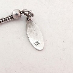 Vtg OXETTE 925 Sterling Silver Chalcedony Crystal Bead Long Necklace 35.5″ Boho