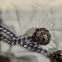 vintage silver-tone lariat necklace a twisted rope chain and Acorn Style end