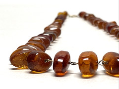 Vintage Baltic Amber Nugget Bead Necklace 26″ Honey Cognac Graduated 43g