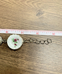 Vintage Porcelain Plate Charm Bracelet Floral Tea Party Cottagecore Pastel