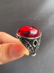 925 Sterling Silver Ring Ruby Ring Vintage Handcrafted Ring Size 9.75 US