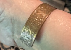 Vintage Copper Tone Floral Etched Adjustable Cuff Bracelet