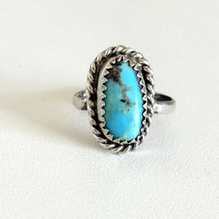 Vintage 925 Sterling Silver Turquoise Southwestern Old Pawn Band Ring Size 4.5