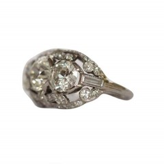 3.00 CT White Round Cut CZ Three Stone Art Deco Vintage Style Ring In 925 Silver