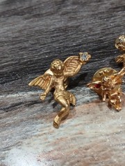 Vintage Gold Tone Guardian Angel Lapel Pin Lot Of 3 Religious Shoulder Angel