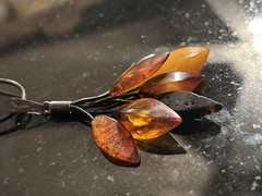 Baltic Amber Tassel Necklace 925 Sterling Silver On Leather Cord Vintage