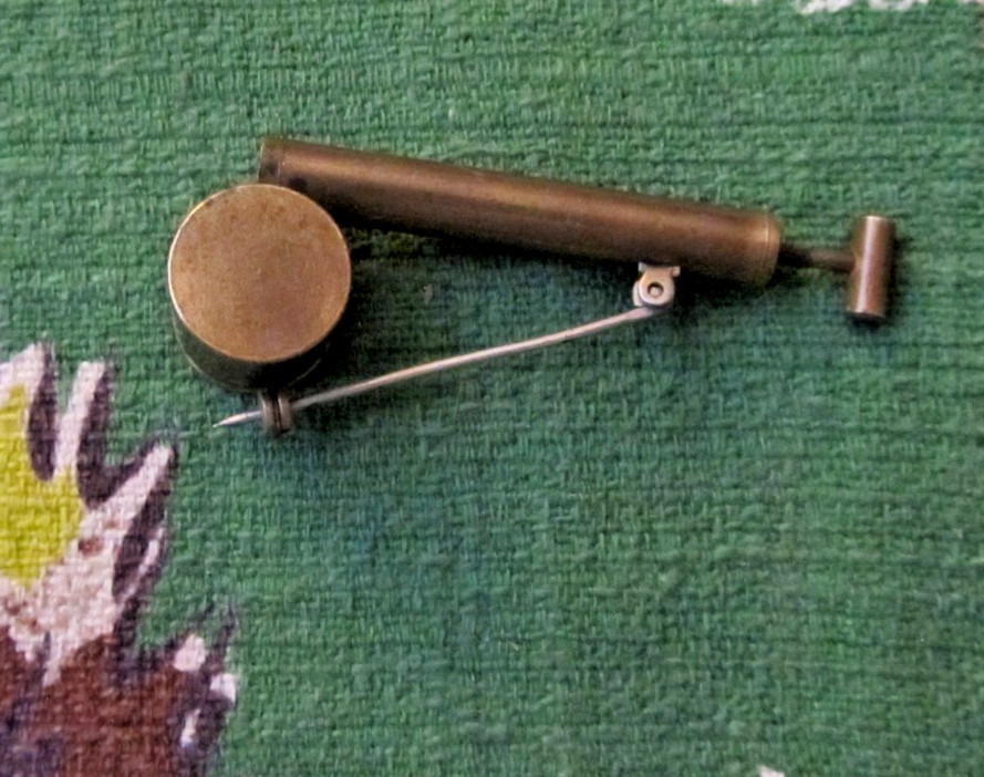 Vintage Flick-Gun brass perfume atomizer pin, Father of the Bride, Liz Taylor