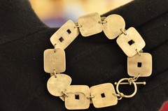 Handcrafted Sterling Silver Bracelet – Carved Shell Inlay, 7″, 26 g, 925