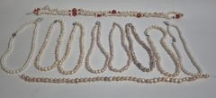 7pc Mixed Lot Pearl & Beaded Necklaces White/Red Accents Unisex Adults