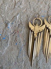 Vintage Brass Earrings Broken Tribal Statement Dangle Unstamped 3.5 Inches NG