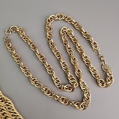 Vintage Chain Necklace Lot of 2 Curb Link Rope Gold Tone