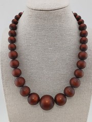 MID CENTURY moon glow brown graduated lucite beads necklace clip earrings set