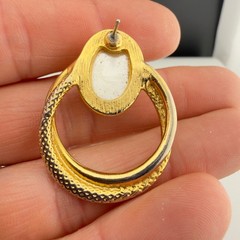Vintage Pierced Earring Lot Gold Tone Enamel Hoop Drop Stud Dangle