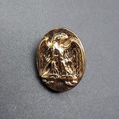 Gold Tone Patriotic Eagle Pin Eye Glasses ID Badge Holder Vintage NOS Costume