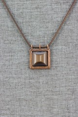 Copper Necklace, Copper Tone Glass Inset, 35gr