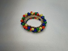 Vintage 1950’s Cha Cha Expansion Bracelet, Glass Multi Colored Beads