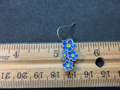 2.79g Vintage Sterling Silver 925 Blue Yellow Flower Drop Dangle Earrings