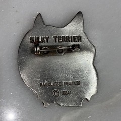 Vintage 1984 Rawcliffe Pewter Silky Terrier Dog Brooch Pin Signed